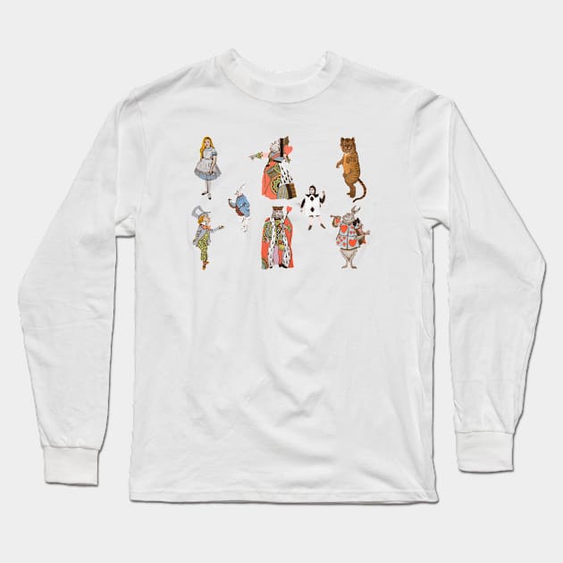 1915 Antique Alice in Wonderland Costume Design Illustrations Long Sleeve T-Shirt by moonandcat